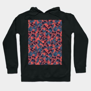 Blackberries on coral red Hoodie